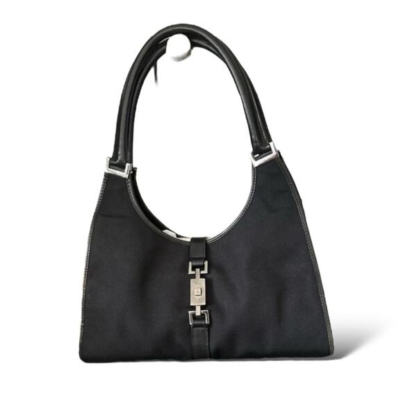 Gucci Jackie Bag - Black Canvas with Leather Trim and Silver Hardware - Picture 3 of 11